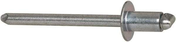 RivetKing - Size 62 Dome Head Steel Open End Blind Rivet - Steel Mandrel, 0.02" to 1/8" Grip, 3/8" Head Diam, 0.192" to 0.196" Hole Diam, 0.325" Length Under Head, 3/16" Body Diam - Apex Tool & Supply