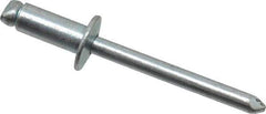 RivetKing - Size 64 Dome Head Steel Open End Blind Rivet - Steel Mandrel, 0.188" to 1/4" Grip, 3/8" Head Diam, 0.192" to 0.196" Hole Diam, 0.45" Length Under Head, 3/16" Body Diam - Apex Tool & Supply