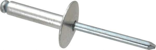 RivetKing - Size 610 Large Flange Dome Head Aluminum Open End Blind Rivet - Steel Mandrel, 0.501" to 5/8" Grip, 5/8" Head Diam, 0.192" to 0.196" Hole Diam, 0.825" Length Under Head, 3/16" Body Diam - Apex Tool & Supply