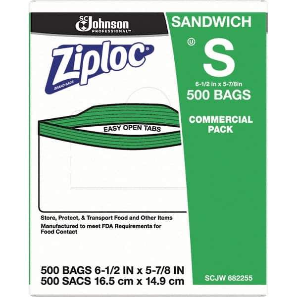 Ziploc - 500 Piece, 22 oz. Capacity, 6-1/2 Inch Long x 6 Inch Wide, Ziploc Sandwich Bag - 1.2 mil Thick, Rectangle Clear Plastic - Apex Tool & Supply
