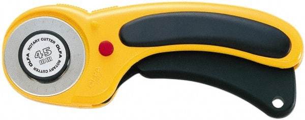Olfa - Fixed Safety Cutter - 1.77" Tungsten Tool Steel Blade, Yellow & Black ABS Plastic with Elastomer Inset Handle, 1 Blade Included - Apex Tool & Supply