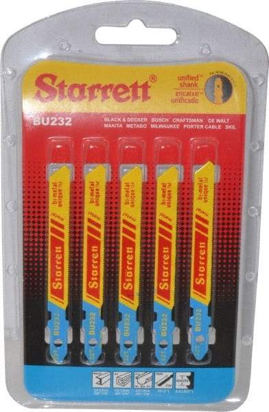 Starrett - 3" Long, 32 Teeth per Inch, Bi-Metal Jig Saw Blade - Toothed Edge, 5/16" Wide x 0.04" Thick, U-Shank, Wavy Tooth Set - Apex Tool & Supply