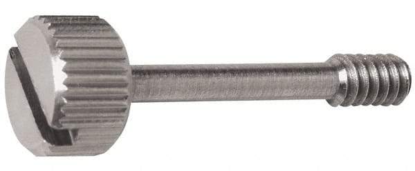 Electro Hardware - Slotted Drive #6-32 UNC 25/32" Length Under Head Captive Screw - 18-8 Stainless Steel, 5/16" Head Diam, 3/16" Head Height, Uncoated - Apex Tool & Supply