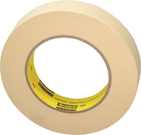 3M - 1" Wide x 60 Yd Long Tan Paper Masking Tape - Series 234, 5.9 mil Thick, 27 In/Lb Tensile Strength - Apex Tool & Supply