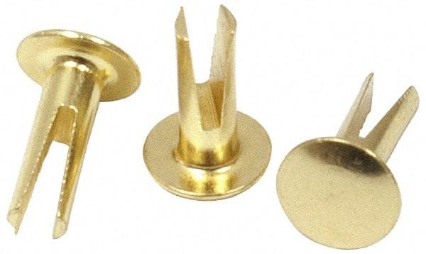 RivetKing - 0.1 to 0.17" Hole Diam, Dome Head, Nickel Plated Steel, Split Rivet - 5/16 Head Diam, 7/16" Length Under Head, 9/64 Body Diam - Apex Tool & Supply
