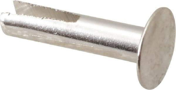RivetKing - 0.1 to 0.17" Hole Diam, Dome Head, Nickel Plated Steel, Split Rivet - 5/16 Head Diam, 5/8" Length Under Head, 9/64 Body Diam - Apex Tool & Supply