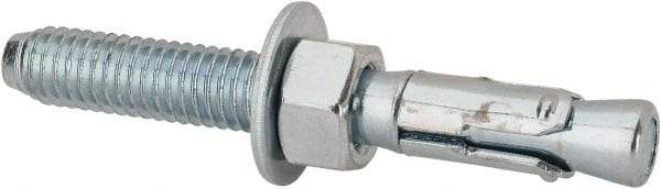 Powers Fasteners - 3/8" Diam, 3/8" Drill, 3" OAL, Wedge Expansion Concrete Anchor - 1018 Steel, Zinc-Plated Finish, Hex Nut Head, Hex Drive, 1-5/8" Thread Length - Apex Tool & Supply