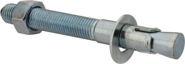 Powers Fasteners - 1" Diam, 1" Drill, 9" OAL, 2" Min Embedment Wedge Expansion Concrete Anchor - 1018 Steel, Zinc-Plated Finish, Hex Nut Head, Hex Drive, 5-3/8" Thread Length - Apex Tool & Supply