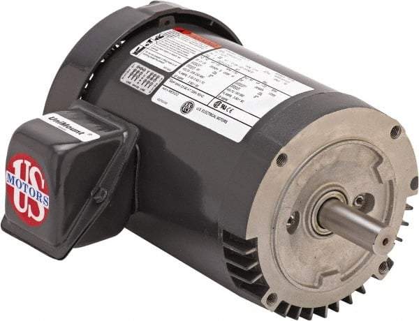US Motors - 7-1/2 hp, TEFC Enclosure, No Thermal Protection, 3,520 RPM, 208-230/460 Volt, 60 Hz, Three Phase Premium Efficient Motor - Size 213 Frame, C-Face Mount, 1 Speed, Double Shielded Ball Bearings, 20.6-18.4/9.2 Full Load Amps, F Class Insulation - Apex Tool & Supply
