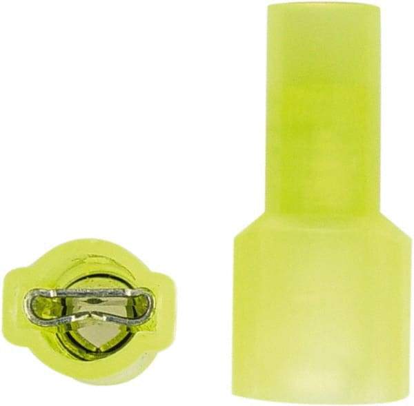 3M - 12 to 10 AWG, Vinyl, Partially Insulated, Female Wire Disconnect - 1/4 Inch Wide Tab, Yellow, RoHS 2011/65/EU Compliant - Apex Tool & Supply