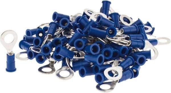 3M - 16-14 AWG Partially Insulated Crimp Connection Circular Ring Terminal - 1/4" Stud, 1.08" OAL x 0.47" Wide, Copper Contact - Apex Tool & Supply