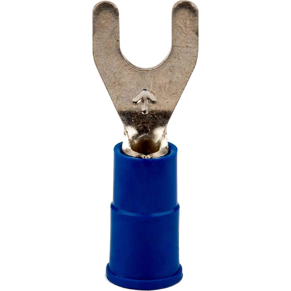 3M - #8 Stud, 16 to 14 AWG Compatible, Partially Insulated, Crimp Connection, Standard Fork Terminal - Apex Tool & Supply