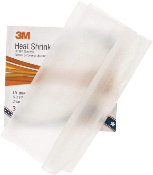 3M - 6" Long, 2:1, Polyolefin Heat Shrink Electrical Tubing - Clear - Apex Tool & Supply