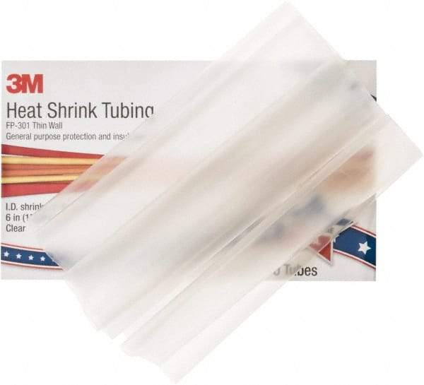 3M - 6" Long, 2:1, Polyolefin Heat Shrink Electrical Tubing - Clear - Apex Tool & Supply