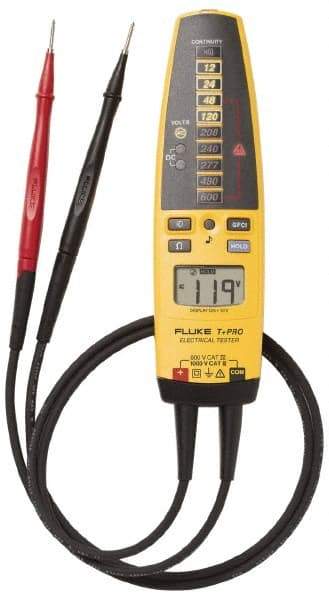 Fluke - 10.2 VAC/VDC to 600 VAC/VDC, Voltage Tester - LCD and LED Display, +/-2% Basic DC Accuracy, AAA Power Supply - Apex Tool & Supply