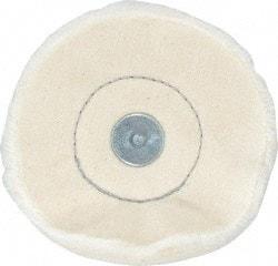 Made in USA - 4" Diam x 1/2" Thick, Loose Sewn Mounted Buffing Wheel - 40 Ply, 1/4" Shank Diam - Apex Tool & Supply