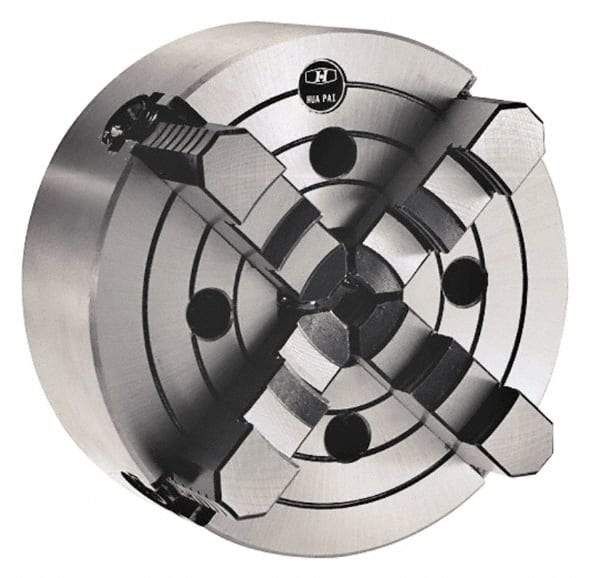 Interstate - 4 Jaws, 3" Diam, Independent Manual Lathe Chuck - Plain Back Mount Spindle, 0.8661" Through Hole Diam, Cast Iron - Apex Tool & Supply