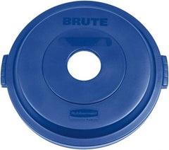Rubbermaid - Round Lid for Use with 32 Gal Round Recycle Containers - Blue, Plastic, For 2632 Brute Trash Cans - Apex Tool & Supply