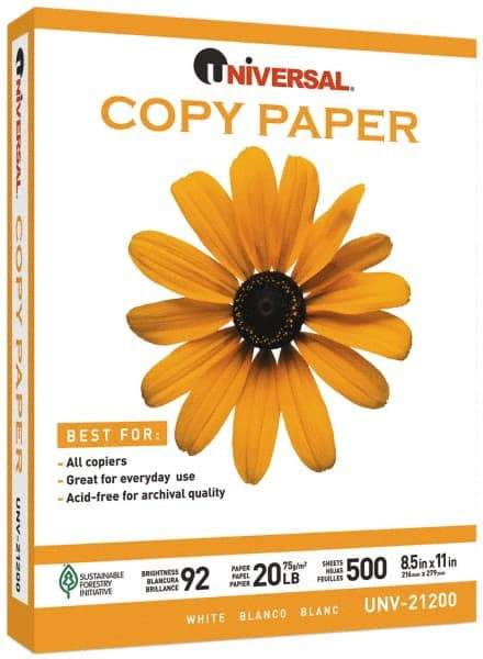 UNIVERSAL - 8-1/2" x 11" White Copy Paper - Use with Laser Printers, Copiers, Plain Paper Fax Machines - Apex Tool & Supply