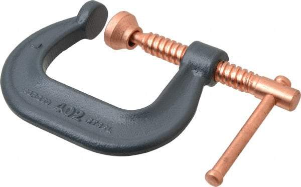 Wilton - Regular-Duty 2-1/8" Max Opening, 2-5/8" Throat Depth, Forged Steel Standard C-Clamp - 3,500 Lb Capacity, 0" Min Opening, Deep Throat - Apex Tool & Supply
