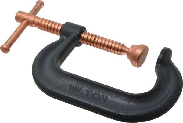 Wilton - Regular-Duty 3" Max Opening, 2-1/2" Throat Depth, Forged Steel Standard C-Clamp - 3,500 Lb Capacity, 0" Min Opening, Deep Throat - Apex Tool & Supply