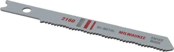 Milwaukee Tool - 2-3/4" Long, 24 Teeth per Inch, Bi-Metal Jig Saw Blade - Toothed Edge, 0.2813" Wide x 0.047" Thick, U-Shank - Apex Tool & Supply