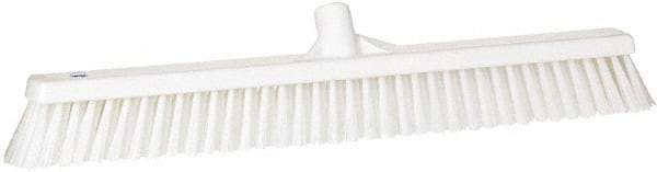 Vikan - 24" Combo Duty Synthetic Push Broom - 2" Bristle Length, Plastic Block, European Threaded Handle Connection - Apex Tool & Supply