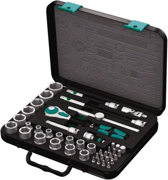 Wera - 43 Piece 3/8" Drive Socket & Bit Set - Comes in Molded Steel Case with High Density Foam Insert - Apex Tool & Supply