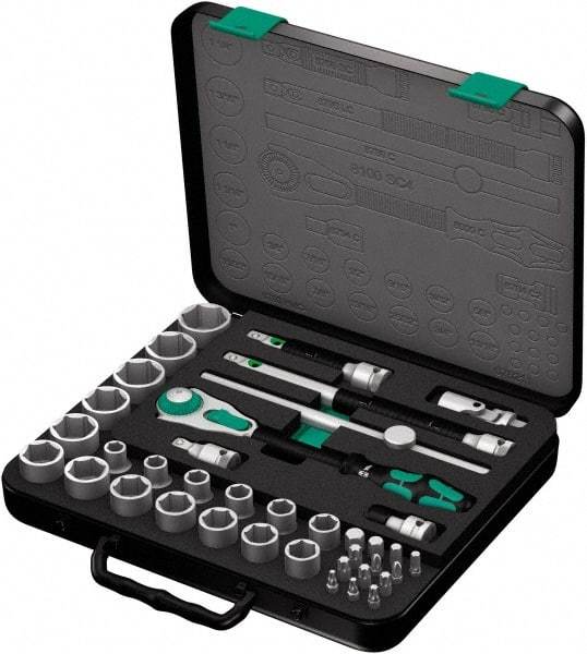Wera - 37 Piece 1/2" Drive Socket & Bit Set - Comes in Molded Steel Case with High Density Foam Insert - Apex Tool & Supply