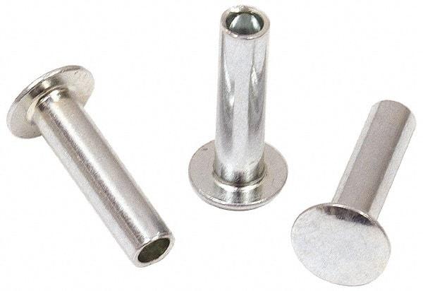 RivetKing - 0.1 to 0.17" Hole Diam, Round Head, Zinc Plated Steel, Semi Tubular Rivet - 5/16 Head Diam, 1/2" Length Under Head, 9/64 Body Diam - Apex Tool & Supply
