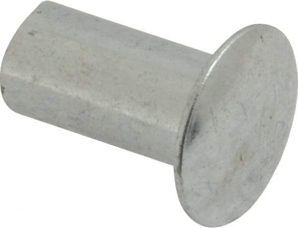 RivetKing - 0.176 to 0.184" Hole Diam, Round Head, Zinc Plated Steel, Semi Tubular Rivet - 7/16 Head Diam, 1/2" Length Under Head, 1/4 Body Diam - Apex Tool & Supply