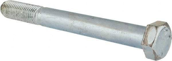 Made in USA - 7/8-9 UNC, 8" Length Under Head Hex Head Cap Screw - Partially Threaded, Grade 5 Steel, Zinc-Plated Finish, 1-5/16" Hex - Apex Tool & Supply