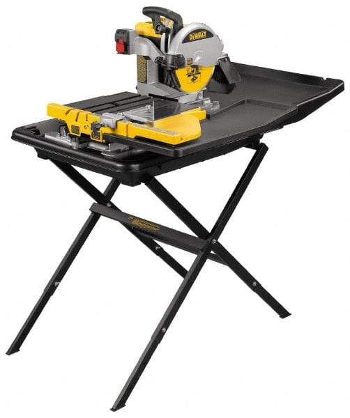 DeWALT - 10" Blade Diam, Tile Saw - 4,200 RPM, 34" Table Depth x 26" Table Width, 120 Volts, 15 Amps - Apex Tool & Supply