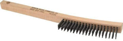 Gordon Brush - 3 Rows x 19 Columns Steel Scratch Brush - 13-3/4" OAL, 1-1/8" Trim Length, Wood Curved Handle - Apex Tool & Supply