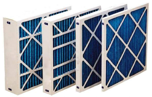 Made in USA - 12" Noml Height x 24" Noml Width x 1" Noml Depth, 30 to 35% Capture Efficiency, Wire-Backed Pleated Air Filter - MERV 8, Synthetic with Antimicrobial Protection, Integrated Beverage Board Frame, 300 Max FPM, 600 CFM, For Any Unit - Apex Tool & Supply