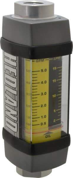 Hedland - 1/2" NPTF Port Oil & Petroleum-Based Liquid Flowmeter - 3000 Max psi, 0.5 to 5 GPM, Anodized Aluminum - Apex Tool & Supply