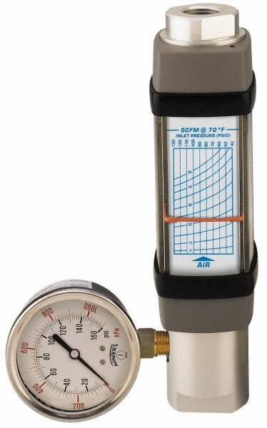 Hedland - 1/4" NPTF Port Compressed Air & Gas Flowmeter - 600 Max psi, 20 SCFM, Anodized Aluminum - Apex Tool & Supply