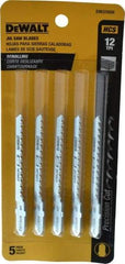 DeWALT - 3" Long, 12 Teeth per Inch, High Carbon Steel Jig Saw Blade - Toothed Edge, 1/4" Wide x 0.06" Thick, T-Shank - Apex Tool & Supply