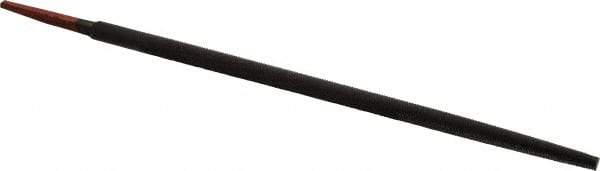 Simonds File - 12" Long, Bastard Cut, Round American-Pattern File - Double Cut, 1/2" Overall Thickness, Tang - Apex Tool & Supply