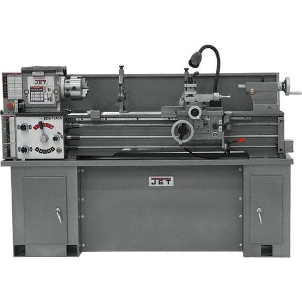 Jet - 13" Swing, 40" Between Centers, 230 Volt, Single Phase Bench Lathe - 5MT Taper, 2 hp, 60 to 1,240 RPM, 1-3/8" Bore Diam, 32" Deep x 45" High x 71" Long - Apex Tool & Supply