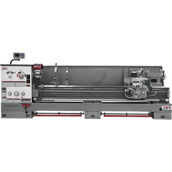 Jet - 26" Swing, 120" Between Centers, 230 Volt, Triple Phase Engine Lathe - 6MT Taper, 10 hp, 40 to 1,800 RPM, 4-1/8" Bore Diam, 43" Deep x 57" High x 178" Long - Apex Tool & Supply