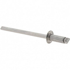 Value Collection - Size 43 Dome Head Stainless Steel Open End Blind Rivet - Stainless Steel Mandrel, 0.126" to 0.187" Grip, 1/4" Head Diam, 0.129" to 0.133" Hole Diam, 0.337" Length Under Head, 1/8" Body Diam - Apex Tool & Supply