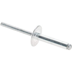 Value Collection - Size 612 Large Flange Dome Head Aluminum Open End Blind Rivet - Aluminum Mandrel, 0.626" to 3/4" Grip, 5/8" Head Diam, 0.192" to 0.196" Hole Diam, 0.95" Length Under Head, 3/16" Body Diam - Apex Tool & Supply