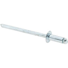 Value Collection - Size 43 Dome Head Steel Open End Blind Rivet - Steel Mandrel, 0.126" to 0.187" Grip, 1/4" Head Diam, 0.129" to 0.133" Hole Diam, 0.337" Length Under Head, 1/8" Body Diam - Apex Tool & Supply