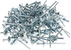 Value Collection - Size 42 Large Flange Dome Head Steel Open End Blind Rivet - Steel Mandrel, 0.032" to 1/8" Grip, 3/8" Head Diam, 0.129" to 0.133" Hole Diam, 0.275" Length Under Head, 1/8" Body Diam - Apex Tool & Supply