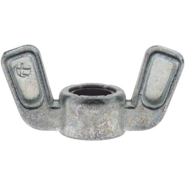 Value Collection - 3/8-16 UNC, Zinc Plated, Zinc Alloy Nylon-Insert Locking Wing Nut - Grade 2, 1-1/2" Wing Span, 0.718" Wing Span - Apex Tool & Supply