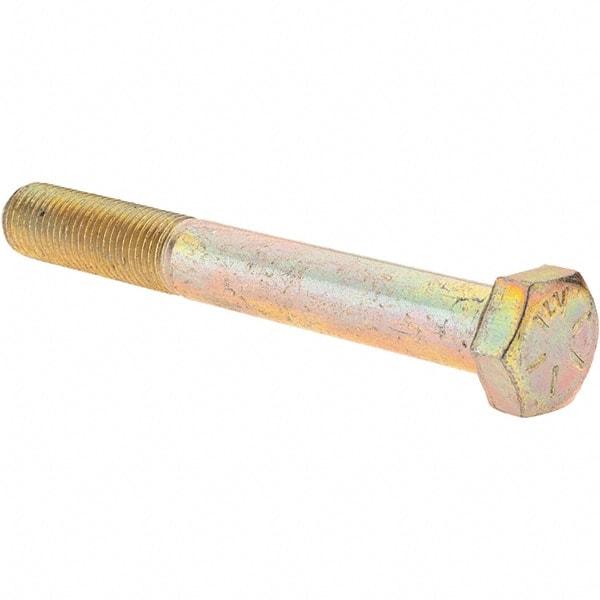 Value Collection - 3/8-24 UNF, 3" Length Under Head Hex Head Cap Screw - Partially Threaded, Grade 8 Alloy Steel, Zinc Yellow Dichromate Finish, 9/16" Hex - Apex Tool & Supply