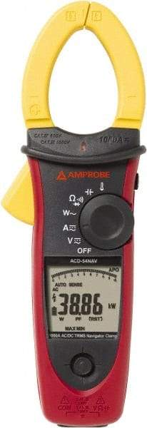 Amprobe - 3729989, CAT IV, CAT III, Digital True RMS Clamp Meter with 1.6535" Clamp On Jaws - 999.9 VAC/VDC, 999.9 AC/DC Amps, Measures Voltage, Capacitance, Current, Temperature - Apex Tool & Supply