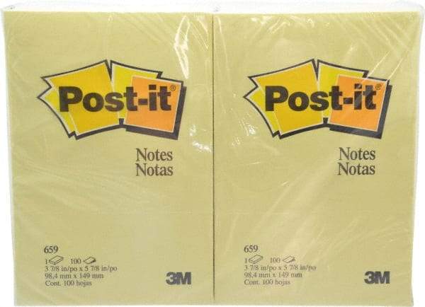3M - 100 Sheet, 4 x 6", Note Pad/Writing Pad/Notebook - Yellow - Apex Tool & Supply