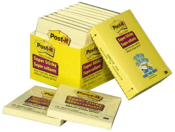 3M - 90 Sheet, 4 x 4", Note Pad/Writing Pad/Notebook - Yellow - Apex Tool & Supply